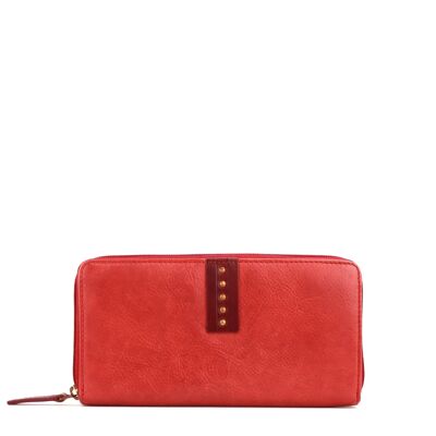 Cartera STAMP ST12103, mujer, piel lavada, color rojo