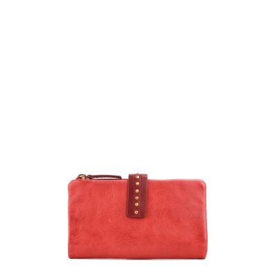 Cartera STAMP ST12104, mujer, piel lavada, color rojo