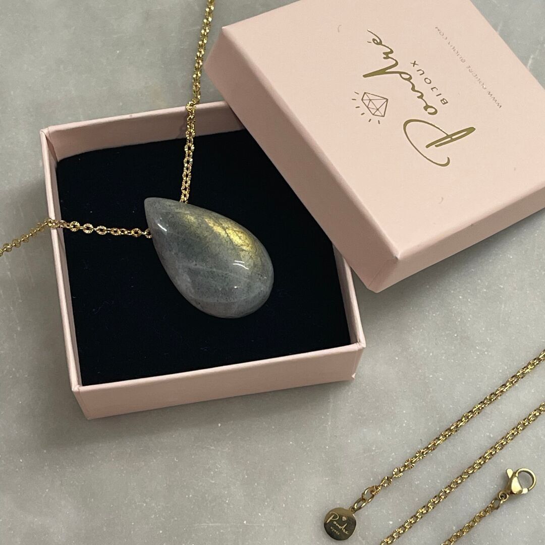 Collana lunga Francesca in pietra naturale - Labradorite