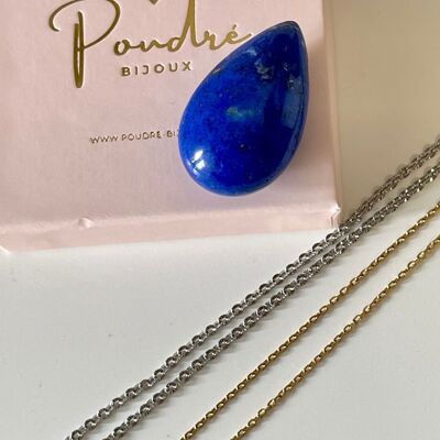 Francesca long necklace in natural stone - Lapis Lazuli
