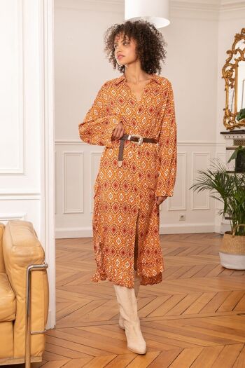 Robe chemise tunique à volants et imprimé bohème avec poches invisibles 4