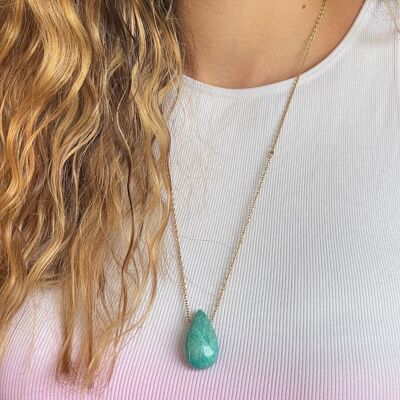 Francesca long necklace in natural stone - Amazonite