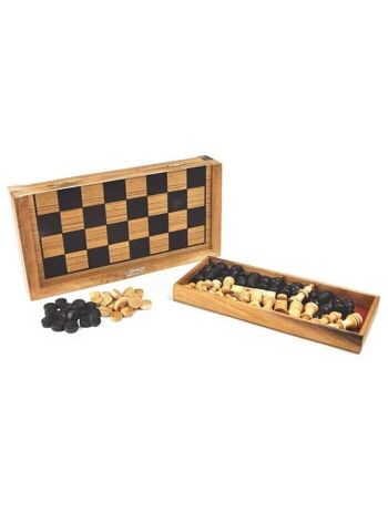 Logica Giochi Échecs et Backgammon en Bois en 1 Jeu de Voyage, LG610, 32x16x9cm 1