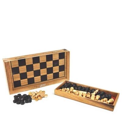 Logica Giochi Scacchi e Backgammon in Legno in 1 Gioco da Viaggio, LG610, 32x16x9cm