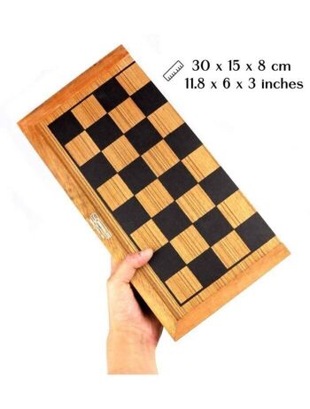 Logica Giochi Échecs et Backgammon en Bois en 1 Jeu de Voyage, LG610, 32x16x9cm 3