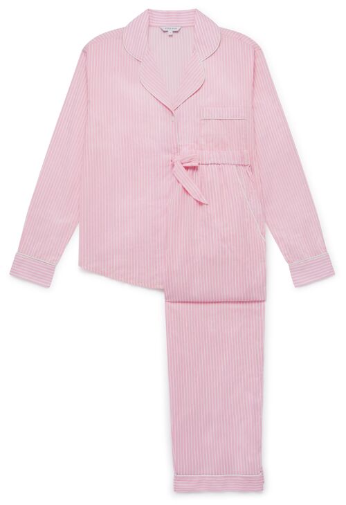 Women's Organic Cotton Pyjama Trouser Set - Pink & White Stripe