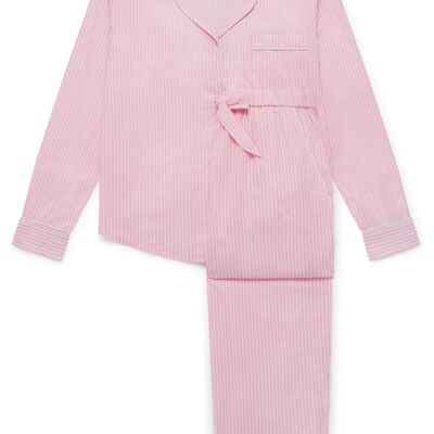 Damen-Pyjama-Hosenset aus Bio-Baumwolle – rosa und weiß gestreift