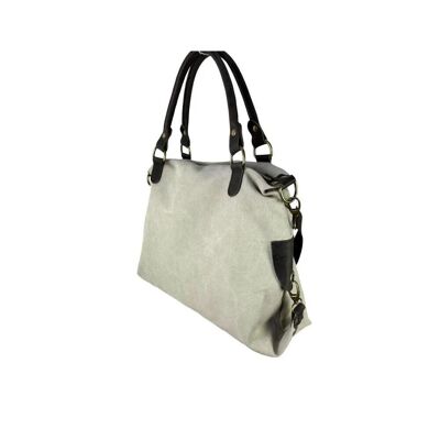 Large Canvas Bag with Leather Handles and Internal Pocket for Women