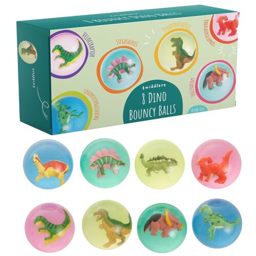 8 Dinosaur Bouncy Rubber Balls (4.5cm) large for Kids Birthdays, Party Bag Fillers, Toys & Prizes
