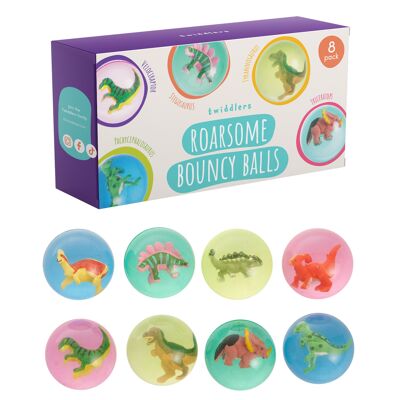 8 Dinosaur Bouncy Rubber Balls (4.5cm) large for Kids Birthdays, Party Bag Fillers, Toys & Prizes