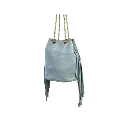 Italian Leather Bag with Side Fringes and Studs for Women
