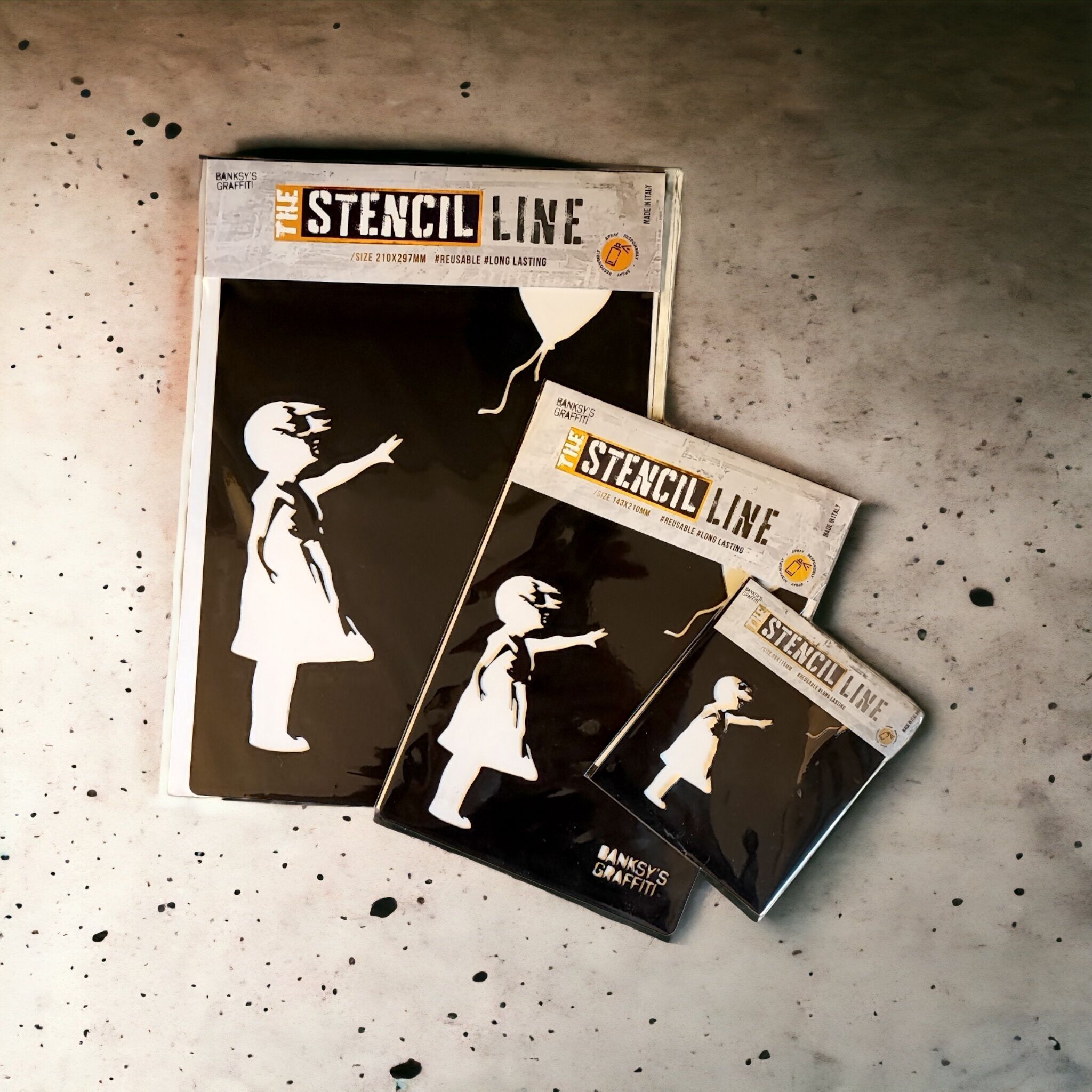 Graffiti-Schablone von Banksy – Ragazza con palloncino rosso