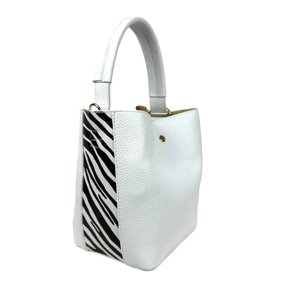 Borsa da donna in pelle con fiocco, forma a cubo e tasca interna