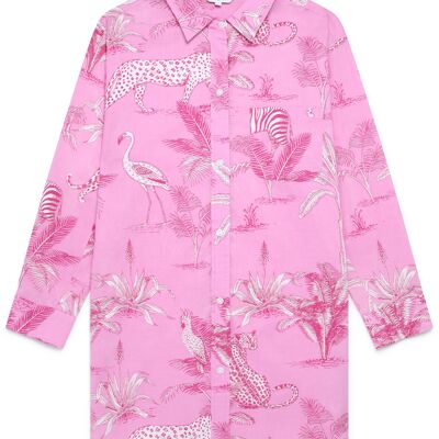 Damen-Nachthemd aus Bio-Baumwolle – Pink Botanical Jungle