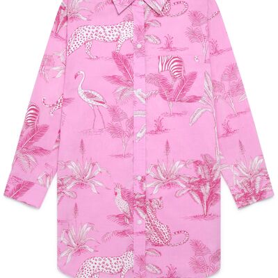 Damen-Nachthemd aus Bio-Baumwolle – Pink Botanical Jungle