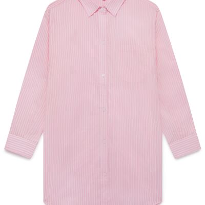 Damen-Nachthemd aus Bio-Baumwolle – rosa und weiß gestreift