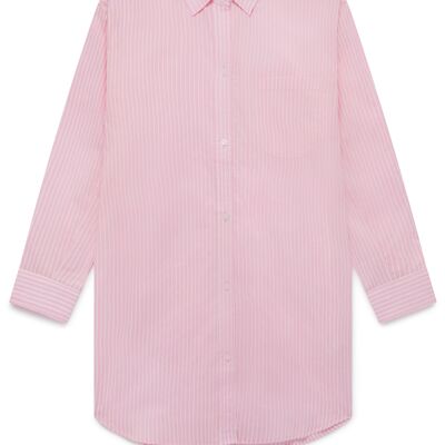 Camicia da notte da donna in cotone biologico - a righe rosa e bianche