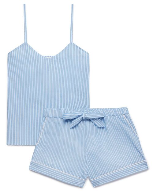 Women's Organic Cotton Cami Short Set - Blue & White Stripe