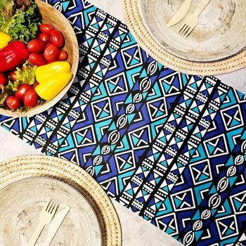 Chemin de table imprimé africain fait à la main « Mudcloth » inspiré de Bogolan fabriqué à partir de tissu imprimé 100 % africain 3
