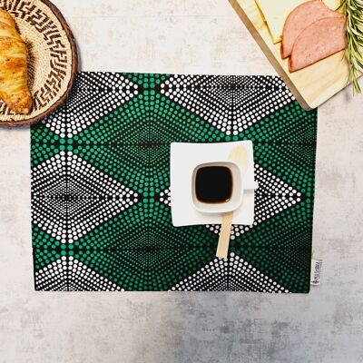 Napperons imprimés inspirés « Bogolan » faits à la main | Sets de table lavables à imprimé africain