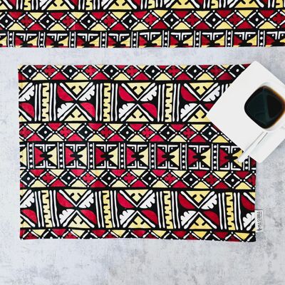 Tovagliette con stampa ispirate a "Bogolan" fatte a mano | Tovagliette lavabili con stampa africana