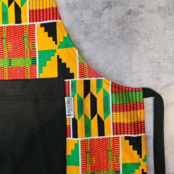 Impression Kente faite à la main | Tablier imprimé africain avec poche 2