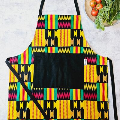 Handmade Kente Bogolan Print | African Print Apron with Pocket