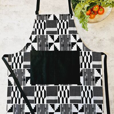 Handmade Kente Bogolan Print | African Print Apron with Pocket