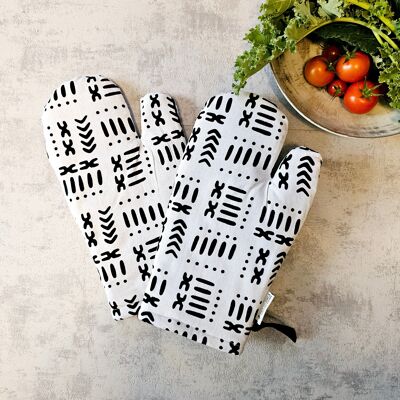 Set of 2 Handmade "Mudcloth" Bogolan Print Inspired African Print Oven Glove