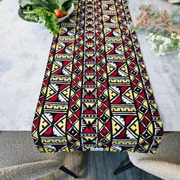 Chemin de table imprimé africain fait à la main « Mudcloth » inspiré de Bogolan fabriqué à partir de tissu imprimé 100 % africain 1