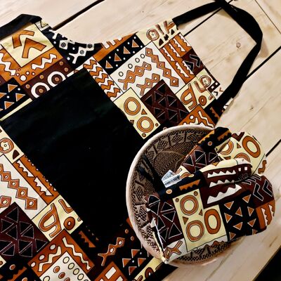 African Print and Leather Key Fob, Wristlet