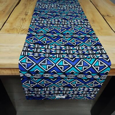 Camino de mesa con estampado africano hecho a mano "Mudcloth" inspirado en Bogolan hecho de tela con estampado 100% africano