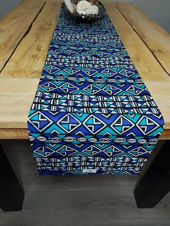 Chemin de table imprimé africain fait à la main « Mudcloth » inspiré de Bogolan fabriqué à partir de tissu imprimé 100 % africain 1