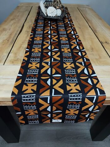 Chemin de table imprimé africain fait à la main « Mudcloth » inspiré de Bogolan fabriqué à partir de tissu imprimé 100 % africain 1