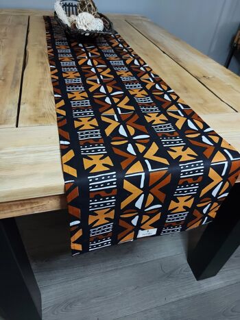 Chemin de table imprimé africain fait à la main « Mudcloth » inspiré de Bogolan fabriqué à partir de tissu imprimé 100 % africain 2
