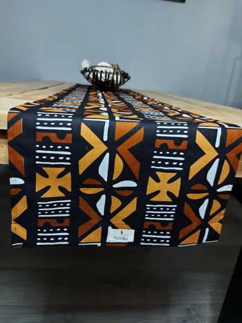 Chemin de table imprimé africain fait à la main « Mudcloth » inspiré de Bogolan fabriqué à partir de tissu imprimé 100 % africain 3