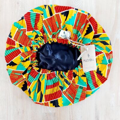 Gorro de dormir con forro de satén para mujer con estampado africano "Ankara" grande | Gorro de dormir