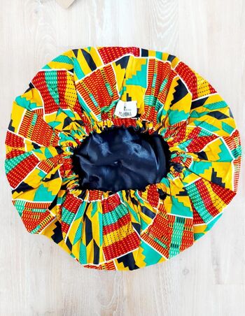 Grand bonnet de sommeil doublé en satin imprimé « Ankara » africain pour femmes | Bonnet de couchage 2