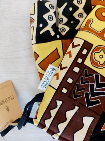 Ensemble de 2 gants de four imprimés africains inspirés de l’impression Bogolan « Mudcloth » faits à la main 3