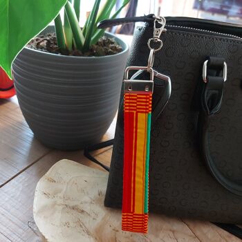 Porte-clés imprimé africain et cuir | Bracelet | Porte-clés 2