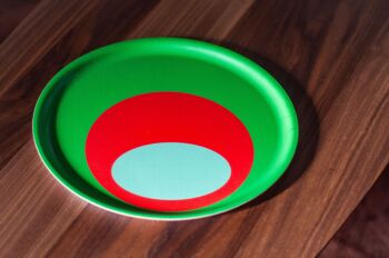 Plateau rond Années 70 vert, 35 cm 2