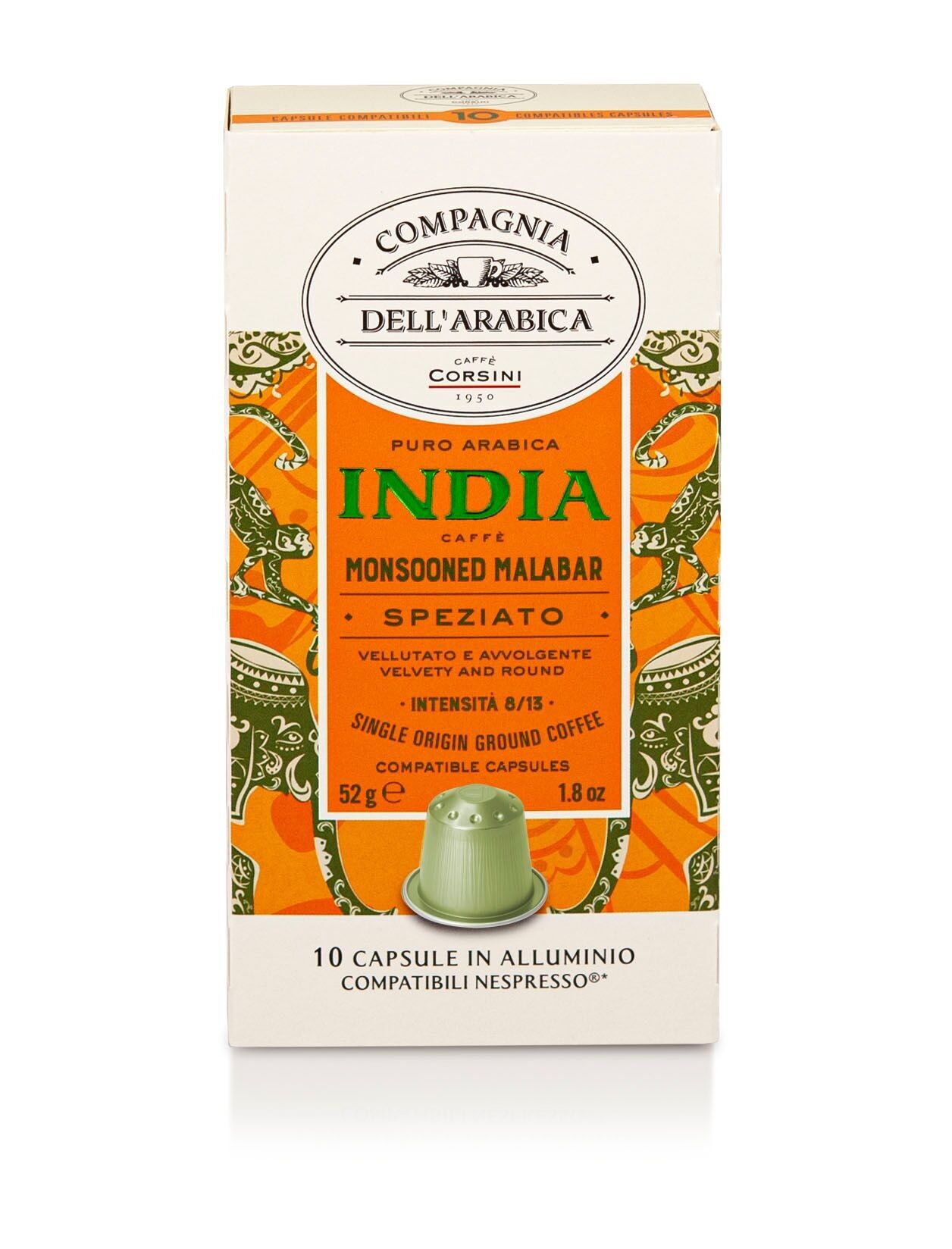 India Coffee - 10 aluminum capsules (Nespresso® compatible) Compagnia Dell'Arabica