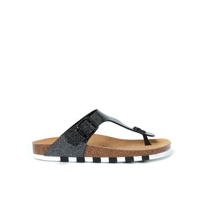 BLANCA flip-flop sandal in black eco-leather for women. Supplier code MD2089