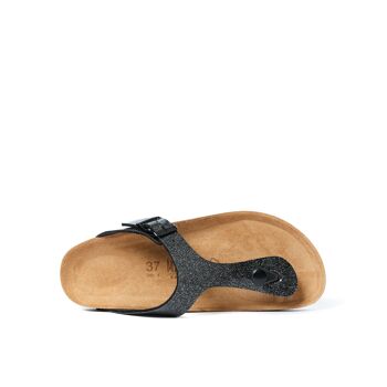 Sandale tong BLANCA en éco-cuir noir pour femme. Code fournisseur MD2089 5