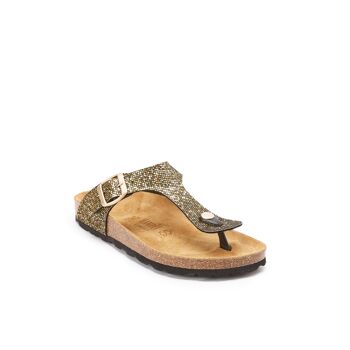 Sandale tong BLANCA en éco-cuir doré pour femme. Code fournisseur MD2117 2