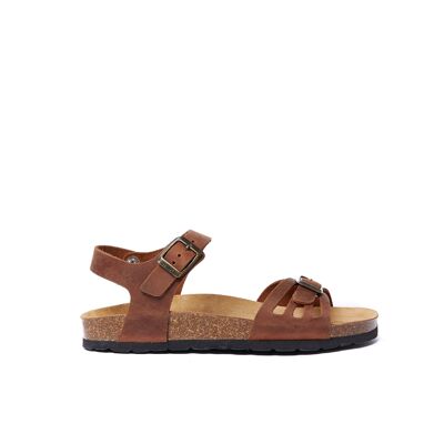 NEVA sandal in brown leather for women. Supplier code MD4508
