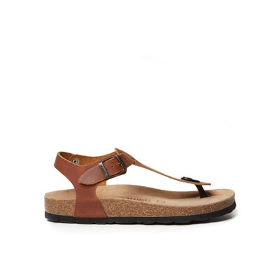 LEON brown leather thong sandal for women. Supplier code MD5030