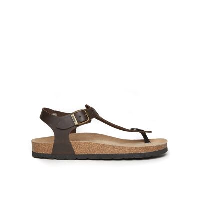 LEON brown leather thong sandal for women. Supplier code MD5029