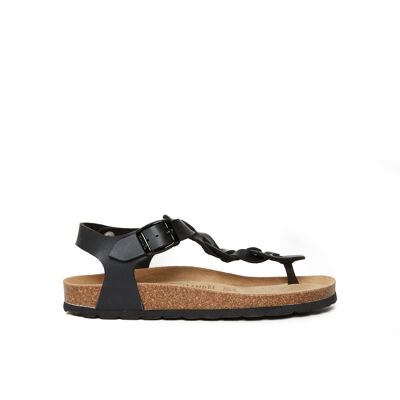 AIDA Flip-Flop-Sandale aus schwarzem Öko-Leder für Damen. Lieferantencode MD5114