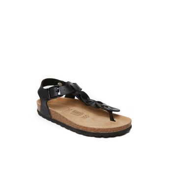 Sandale tong AIDA en éco-cuir noir pour femme. Code fournisseur MD5114 2